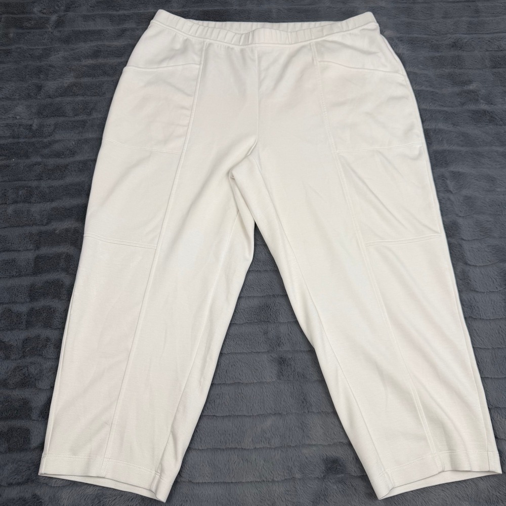 J. Jill Fit Womens XL Cream Cropped Activewear Pants Stretch Rayon Blend 14509